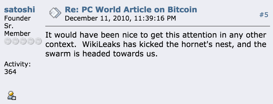 Satoshi Nakamoto reageert op de ongewenste